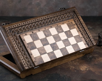 Wooden Chess Set, Carved Chess Board, Personalized Chess Set, Premium Chess Board