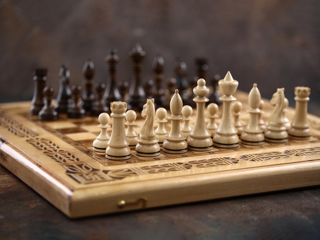Wooden Chess Set, Engraved Beautiful Chess Set - Etsy