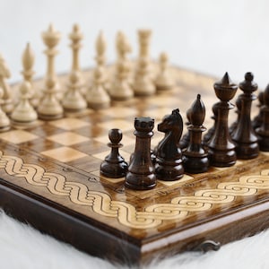 Chess Set, Wood Chess Board, Personalized Birthday Gift