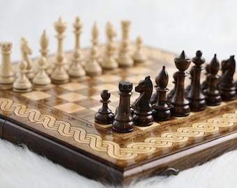 Chess Set, Wood Chess Board, Personalized Birthday Gift