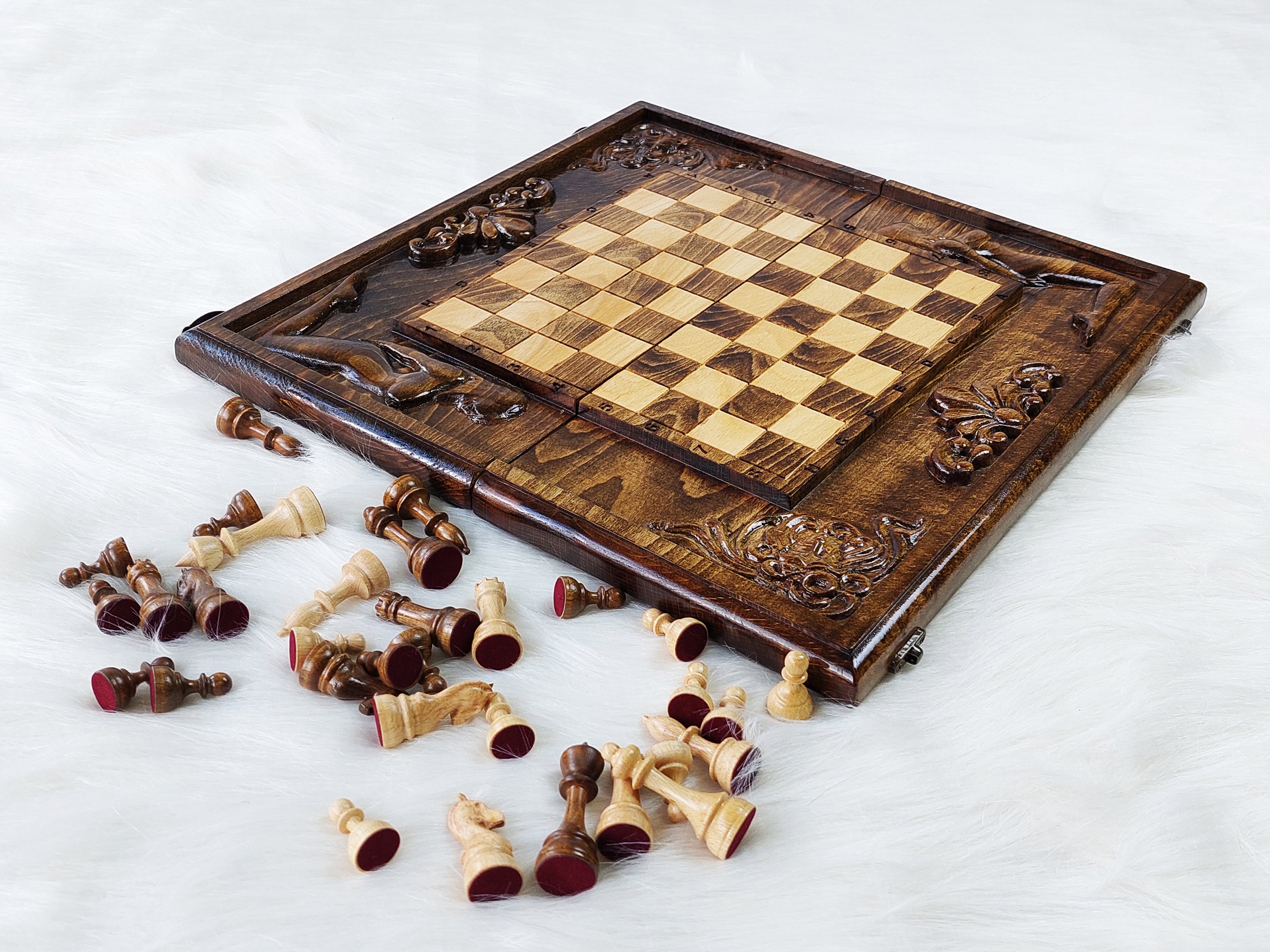 Handmade Solid Wood Chess Board Custom Made Wooden Massive Etsy