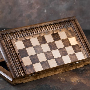 Handmade Wooden Chess Set With The Board - Of The Highest Quality