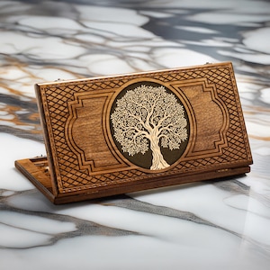 Backgammon Set with Carved Tree, Presonalized Backgammon Set