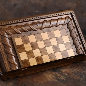 Wooden Chess Set, Carved Chess Board, Personalized Chess Set, Premium Chess Board