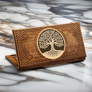 Backgammon Set with Carved Tree, Presonalized Backgammon