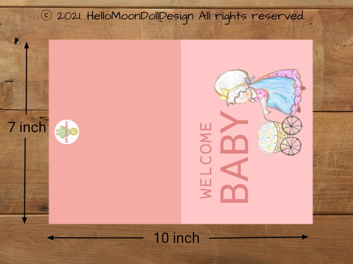 New Baby Card PrintableInstant DOWNLOAD HelloMoonDollDesign Etsy