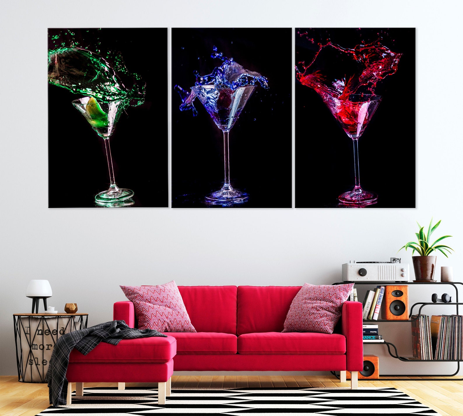 Colorful Cocktail Wall Art Drinks Wall Decor Kitchen Print Etsy