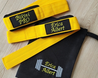 Personalized nylon Lifting Straps with soft details, CUSTOM Embroidered, Nylon Lifting Straps, cross fit, bodybuilding, powerlifting