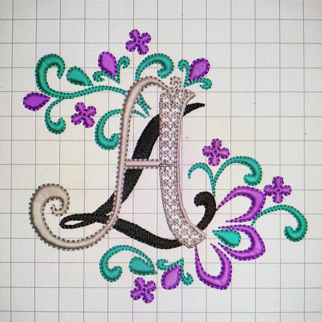 Monogram A With Flowers Machine Embroidery Design - Instant Download ...
