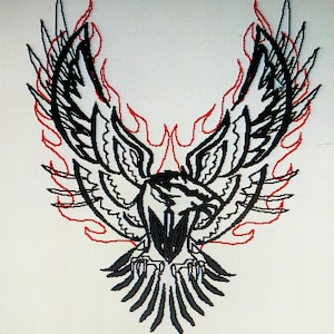 Eagle Тattoo  Machine Embroidery Designs - Instant Download Machine Patterns - Design Machine Stripe Eagle in Fire