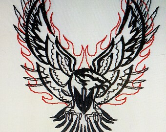 Eagle Тattoo  Machine Embroidery Designs - Instant Download Machine Patterns - Design Machine Stripe Eagle in Fire