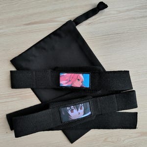 Cinghie di sollevamento in stile anime con dettagli morbidi e custodia ricamata PERSONALIZZATA, cinghie di sollevamento in cotone, cross fit, bodybuilding, powerlifting