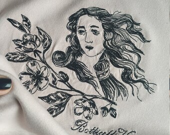 Venus flowered machine embroidery design. Venus digital design. Bottichelli Venus machine design.