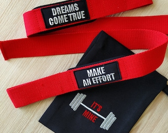 Personalized red Lifting Straps with soft details, CUSTOM Embroidered, Cotton Lifting Straps, cross fit, bodybuilding, powerlifting