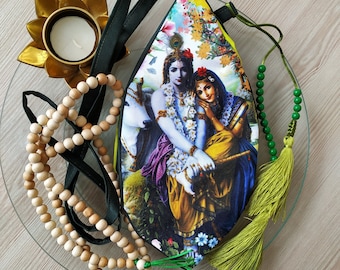 Krishna and Radha Japa bag. Prayer bag. Meditation bag. Krishna  and Radha printed japa bag. Maha mantra bag with counter. Vaishnavism.