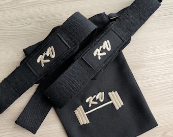 Personalized Lifting Straps with soft details and CUSTOM Embroidered case, Cotton Lifting Straps, cross fit, bodybuilding, powerlifting