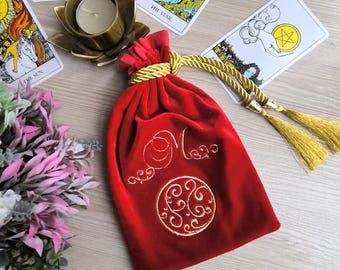 Tarot bag. Case for tarot cards. Personalized embroidery silk velvet pouch for tarot.