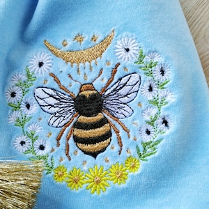 Sacchetto per tarocchi. Astuccio Honeybee per tarocchi. Sacchetto in velluto di seta ricamato personalizzato per tarocchi.