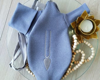 Embroidered  Tilak warm winter grey Japa mala beads bag. Prayer bag. Meditation bag. Bag for practice Maha mantra. Vaishnavism tradition.