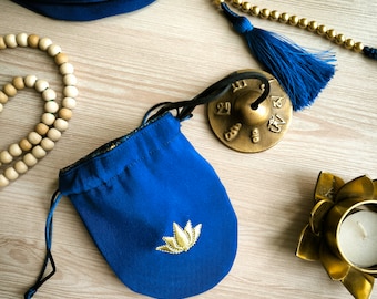 Golden Lotus Karatals bag (only bag). Karatals bag. Case for karatals. Prayer bag. Harinama. Vaishnavism tradition.