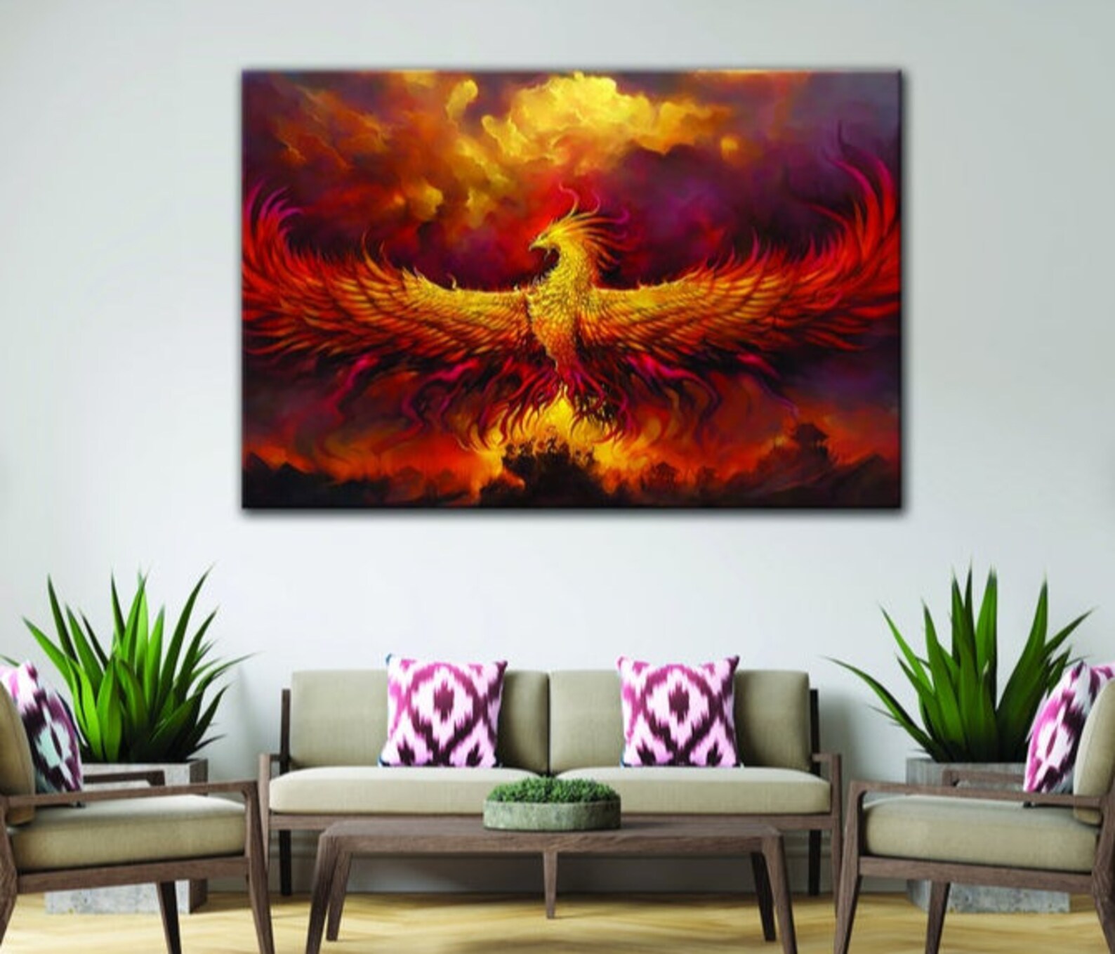 Phoenix Canvas Art 5 Panels Phoenix Abstract Wall Art Etsy