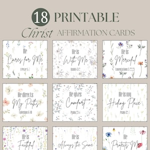 Cartões de Afirmação Cristã Floral | Cartões de Escritura | Cartões de Versículos Bíblicos para Imprimir | Cartões de Escritura para Imprimir