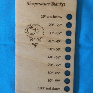 Temperature Blanket Shade Card, Knitting or Crochet Shade Card No Hole deg F