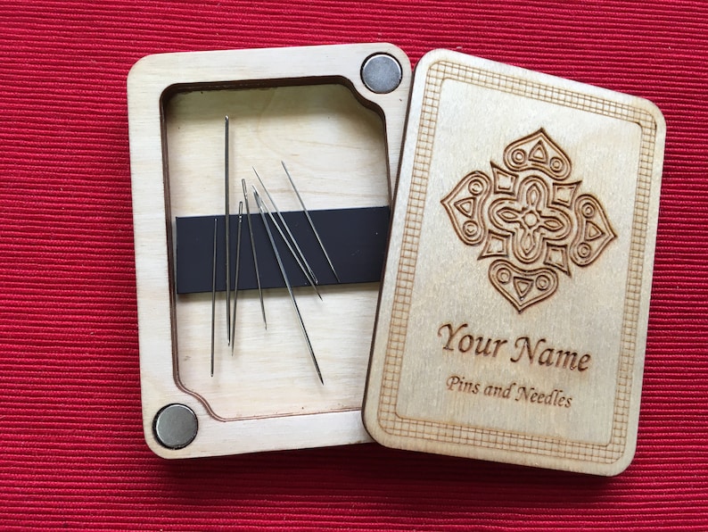 Wooden Needle Case Craft Box With Needle Minder Etsy UK