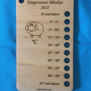 Temperature Blanket Shade Card, Knitting or Crochet Shade Card Corner Hole deg F