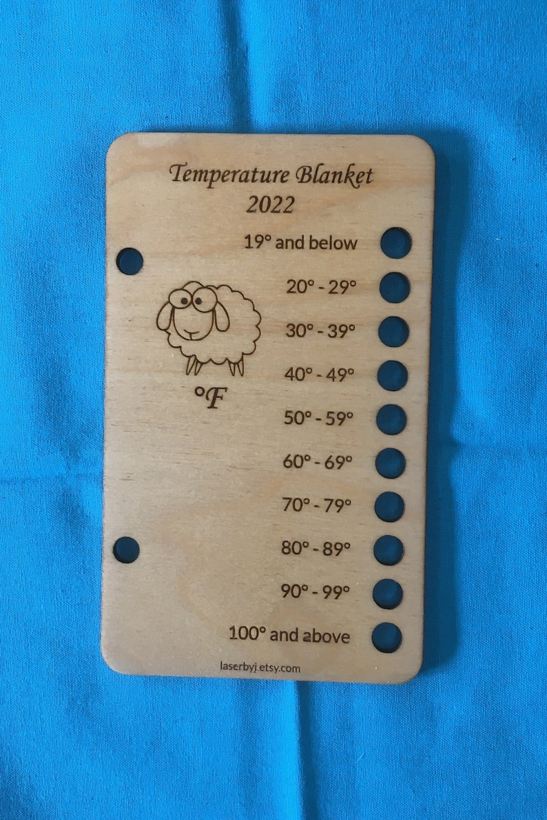 Temperature Blanket Shade Card, Knitting or Crochet Shade Card Folder Holes deg F