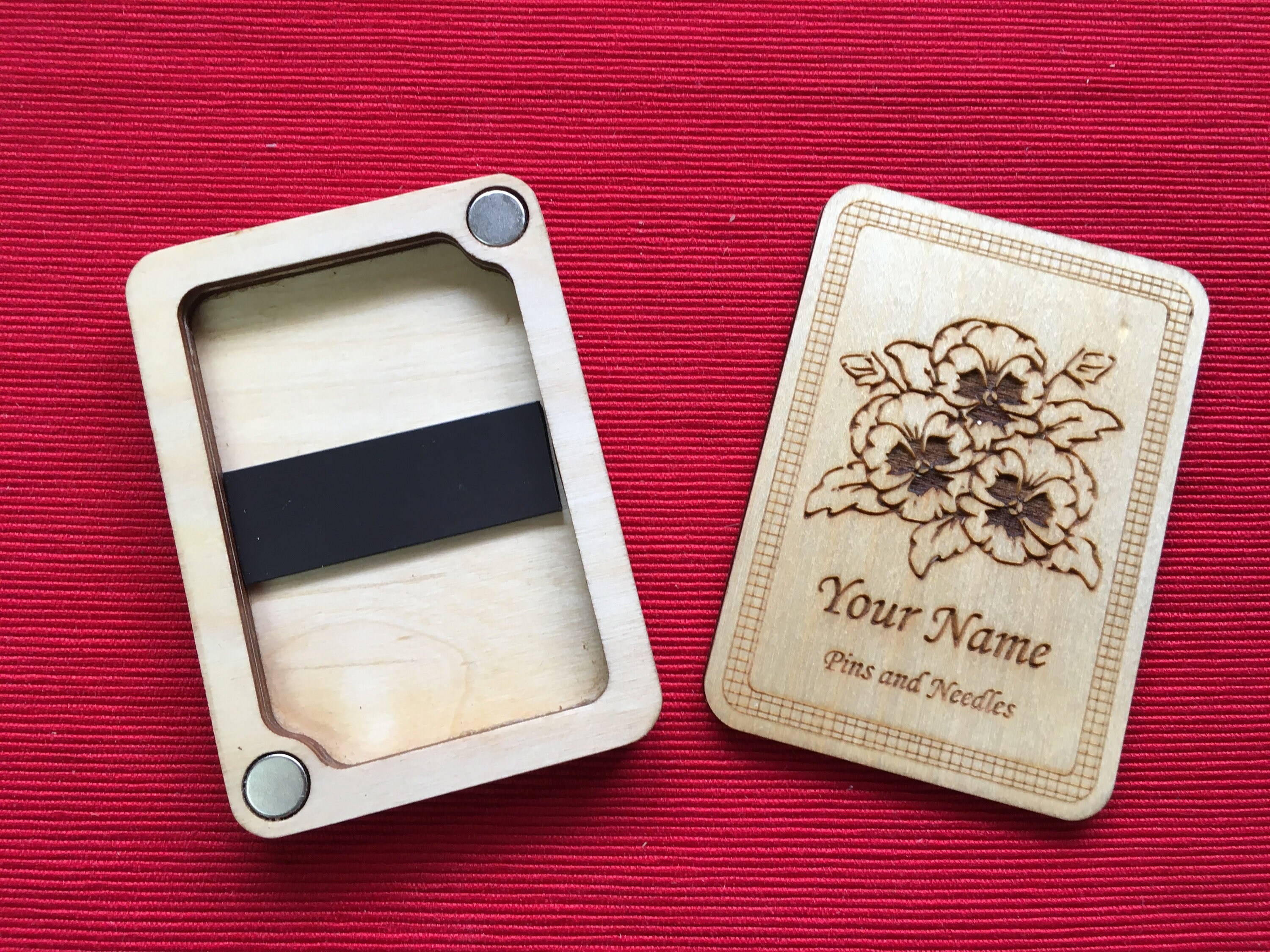 Wooden Needle Case Craft Box With Needle Minder Etsy UK