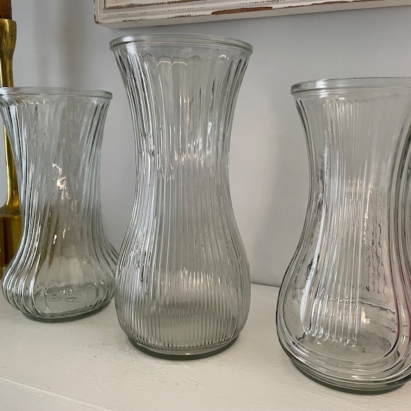 Vintage Hoosier Clear Glass Vases