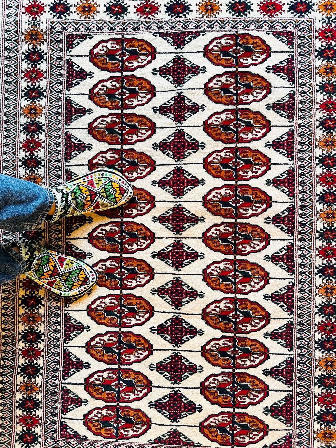 4.8x3.2 Feet Tekke Hand-knotted Using Pure Wool. Authentic Turkmen Rug ...