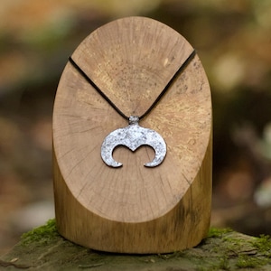 Metal moon pendant - Viking medieval necklace, Crescent necklace, Renfaire necklace, Upside down moon, Forged charm, Protection necklace