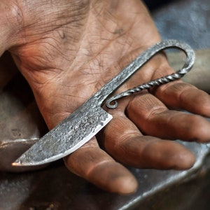 Small forged medieval knife, viking iron knife, slavic hand forged knife, medieval pocket knife, viking neck knife, bushcraft forged knife