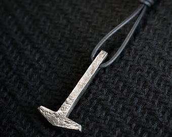 Viking thor hammer - Mjolnir pendant forged, Thors hammer necklace, Replica jewelry scandinavian, Small mjolnir, Renaissance faire necklace