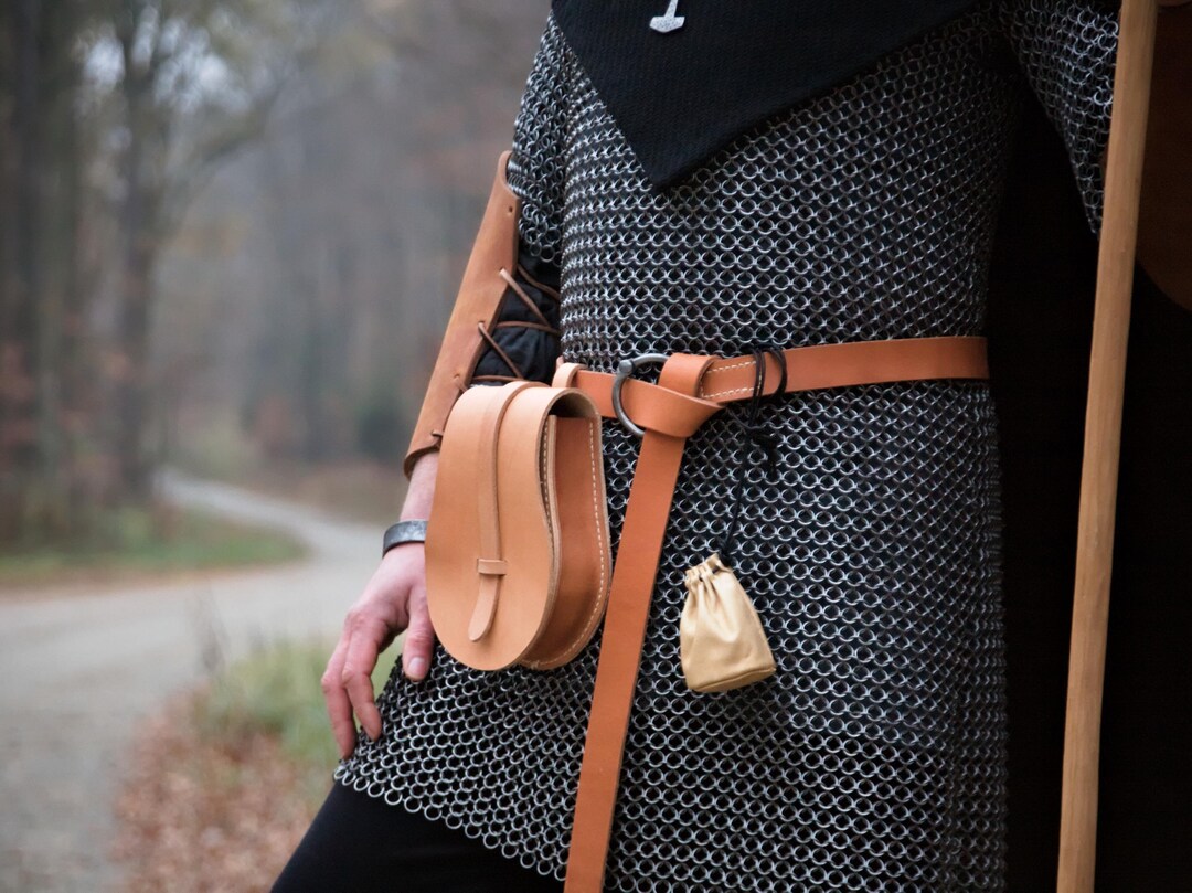 Medieval Belt Bag - Leather Belt Bag, Leather Belt Bag, Viking Bag