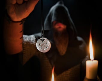 Forged round amulet - viking pendant, medieval talisman, celtic necklace, iron forged jewelry, cosplay accessory, ren fair, blacksmith made