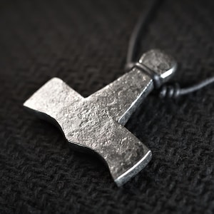 Forged thors hammer - Viking brutalist jewelry, Thor hammer pendant iron, Iron mjolnir, Renaissance fair necklace, Hand forged thors hammer
