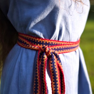 Medieval belt replica, Hand woven viking trim, Larp belt, Slavic band, Wool braid, Handwoven belt replica, Women slavic sash, Nordic trim