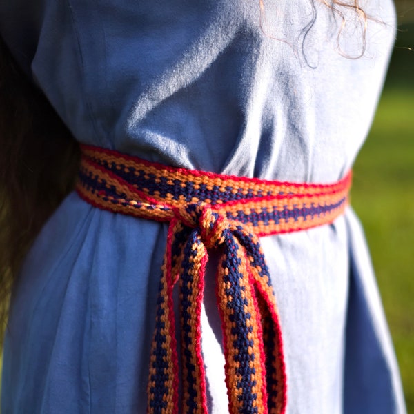 Réplique de ceinture médiévale, garniture viking tissée à la main, ceinture de GN, bande slave, tresse de laine, réplique de ceinture tissée à la main, écharpe slave pour femme, garniture nordique