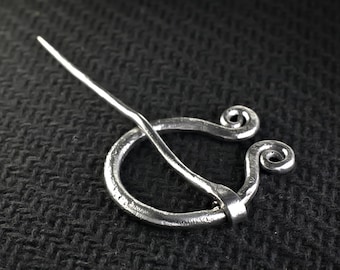 Forged cloak pin - viking penannular clasp, small penannular brooch, celtic fibula, renaissance fair clasp, medieval pin, coat pin, fibulas