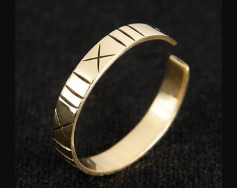 Anillo de banda de latón, joyería pagana, anillo de estilo vikingo, anillo ajustable, réplica medieval, recreación eslava, LARP, eslavos, nórdico, vikingo