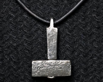 Mjolnir forged pendant - Thor hammer pendant iron, Pagan necklace for men, Small thor hammer, Renaissance faire jewelry, Heathen amulet