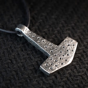 Forged iron Mjolnir - Thor&#39;s hammer pendant, Viking amulet necklace, Renaissance fair pendant, Thor hammer replica, Thor amulet, Iron hammer