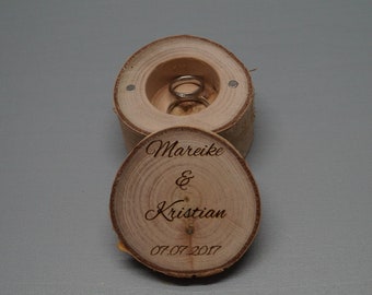 Ringkissen | Ringbox für Ringe | Eheringe aus Holz (Birkenholz), personalisiert nach Wunsch