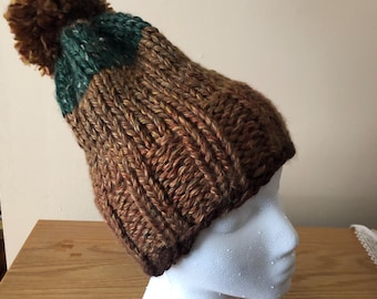 Cozy Chunky Colorful Tweed Hand Knit Beanies Ski Hats Surfer Hats