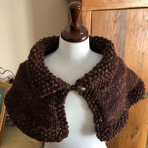 Hand Knit Wool Blend Capelet: Outlander Inspired Shawl