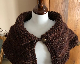 Hand Knit Wool Blend Capelet: Outlander Inspired Shawl
