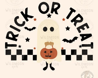 Trick or Treat PNG,Fall Sublimation designs,Halloween png designs,Retro Halloween,Retro Pumpkin png,Trendy Halloween png,Retro designs,Cute